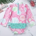 thumbnail image 4 of Lejafay Baby Girls Long Sleeve Floral Ruffles One Piece Swimsuit Rash Guard Shirts Bathing Suit Pink 3-6 Months, 4 of 7