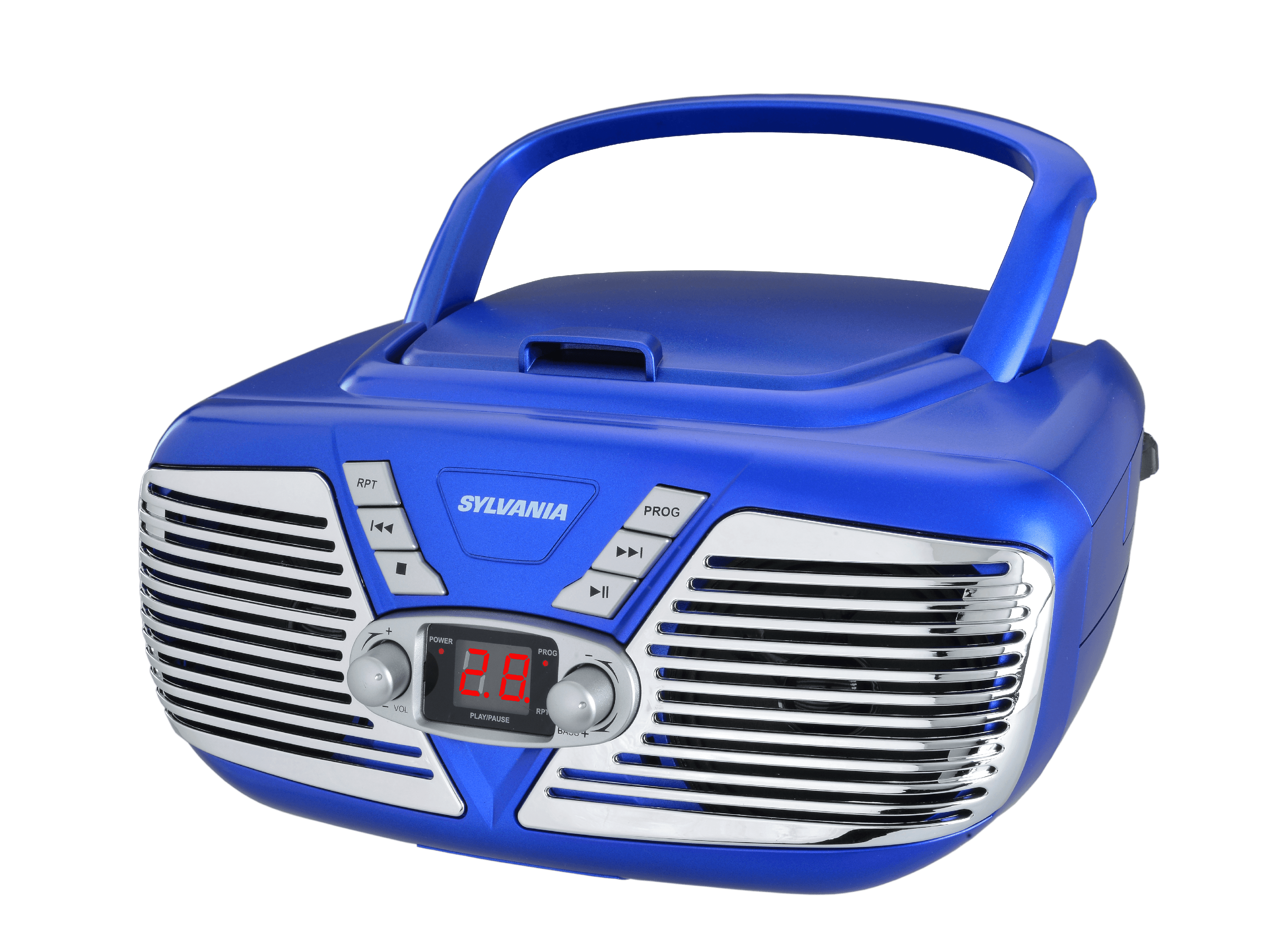 Sylvania Portable CD Boombox with AM//FM Radio Retro Style Red