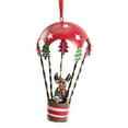 thumbnail image 3 of Lillian Vernon Hot Air Balloon Christmas Ornaments - Set of 3, Hanging Ribbon, 4.5" Tall, Santa's Pals Holiday Tree Décor, Gifts, 3 of 5