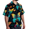 thumbnail image 2 of Flower Butterfly Men's Short Sleeve Hawaiian Print Button Down Beach Shirt, 2 of 6