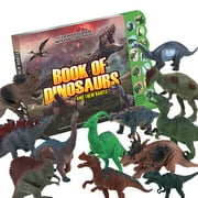 Realistic Looking Dinosaur with Interactive Dinosaur Sound Book - Pack of 12 Animal Dinosaur Figures with Illustrated Dinosaur Sound Book Toys for Boys and Girls 3 Years Old & Up
