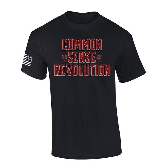 Patriot Pride Reckless Patriot Political Mens Common Sense Revolution 2025 Short Sleeve T-Shirt-Black-5X-Large