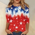 thumbnail image 2 of Women's 250th Anniversary USA Shirt Patriotic American Flag Print Crew Neck 3/4 Sleeve T-Shirt, 2 of 5
