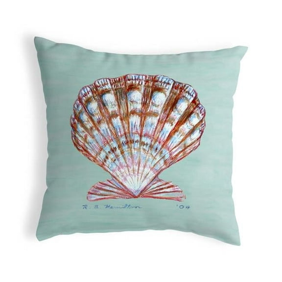 Betsy Drake KS112C 12 x 12 in. Scallop Shell Teal Small No-Cord Pillow