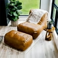 thumbnail image 2 of Big Joe Modora Bean Bag Lounger, Living Room and Gaming Seat, Copper Harbor Vegan Leather, Chair & Ottoman Set, 2 of 8