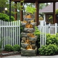 thumbnail image 3 of 58Inch Outdoor Garden Water Fountain 6 Tiers Large Cascading Rock Natural Waterfall Outdoor Fountain with LED Lights for Patio Porch Backyard Home Art Decor, 3 of 9