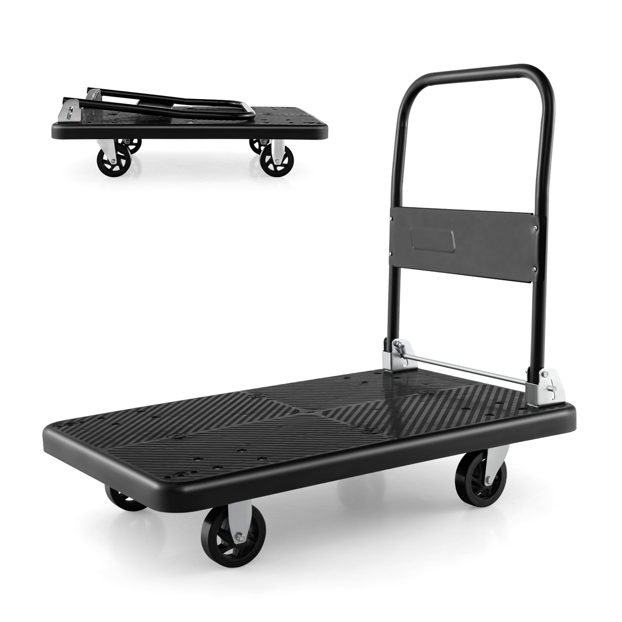 Costway Folding Push Cart Dolly Platform Hand Truck with 360° Swivel