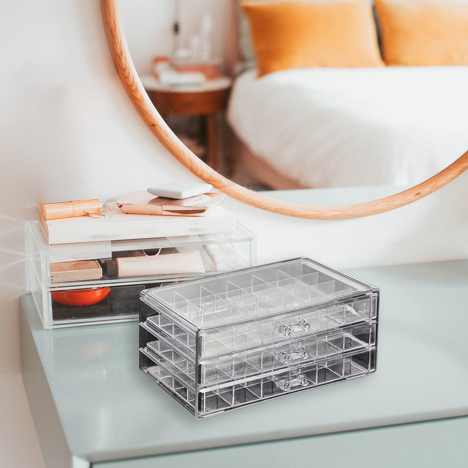 Jewelry Organizers and Storage QTOCIO Jewellery Storage Box Transparent Multi-layer Large Capacity Ring Earring Necklace Bracelet Home Drawer Jewellery Box