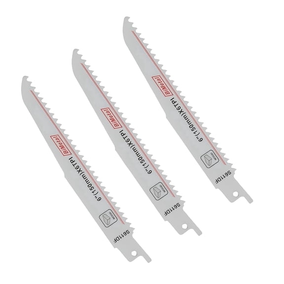 Reciprocating Saw Blades 6 Inch, 6 TPI Pruning Blades for Tree Trimming and Wood Cutting, 3 Pack