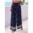 thumbnail image 5 of Women'S Wide Leg Palazzo Pants Boho Floral Trousers Flowy Beach Vacation Clothes Resort Wear Navy Blue XXL, 5 of 9