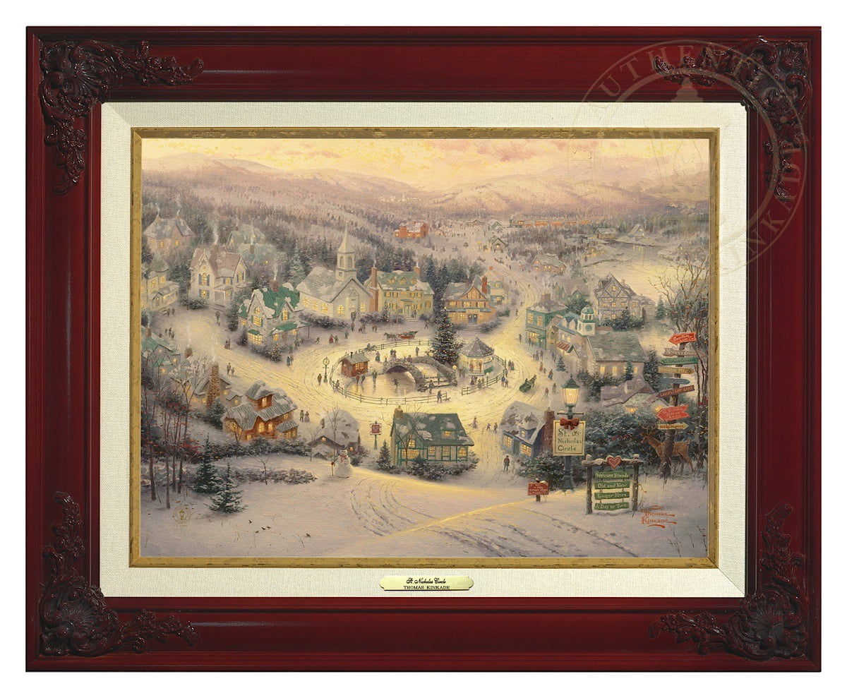 Thomas Kinkade Sleeping Beauty 12 x 16 Canvas Classic Brandy Frame 