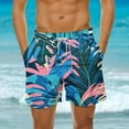 thumbnail image 2 of Odeerbi Mens Swim Trunks Hawaiian Tropical Print Bord Shorts Summer Beach Swimming Trunks Loose Beach Shorts with Pocket Swimming Pants Blue, 2 of 6