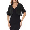 thumbnail image 3 of LEKODE Womens Lightweight Chiffon Cropped Bolero Shrug Open Front Ruffle Short Sleeve Casual Wedding Evening Dress Formal Outer Cover Up Black S, 3 of 7