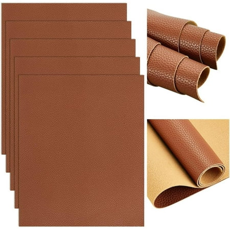 5 Pcs Laserable Leather Sheets 9.8 x 11.8 inch Leatherette Patches Blanks Laserable Engravable Leatherette Sheets Laser Engraving Art Craft Supplies and Materials Reddish Brown Brown