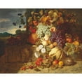 thumbnail image 2 of George Lance 14x12 Black Ornate Wood Framed Double Matted Museum Art Print Titled: Grapes, Peaches, a Melon and Other Fruit on a Stone Frieze with a Bird's Nest (1853), 2 of 5