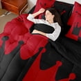 thumbnail image 5 of Homewish Black Red Crown Bedding Comforter Set 7 Pieces for Couple, Romantic Valentines Day Full Bedding Set, King and Queen Reversible Fitted Sheet Flat Sheet, Ultra Soft Bedroom Decor, 5 of 8