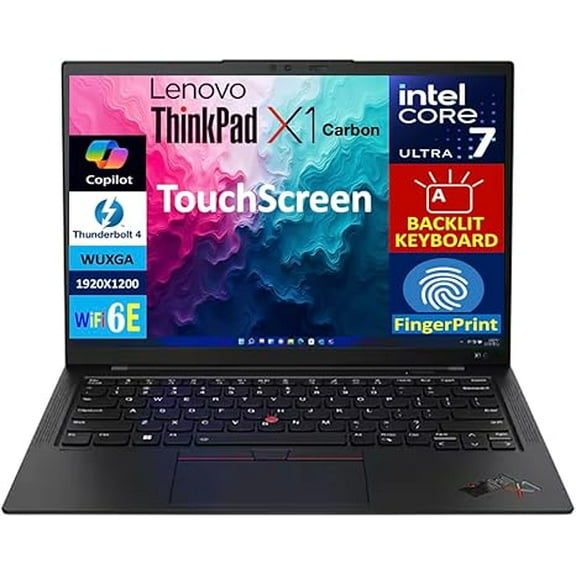 Lenovo ThinkPad X1 Carbon Gen 13 Laptop, Intel Ultra 7-255U, 32 GB LPDDR5x RAM, 1 TB PCIe SSD, 14" WUXGA Touchscreen Display, Integrated Graphics, Backlit Keyboard, FP Reader, Win11 Pro,Black