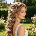 thumbnail image 6 of Wedding Hair Pins 5 PCS, Bridal Flower Pearl Headpiece with Rhinestone, Hair Accessories Jewelry for Brides Bridesmaids Women, Exquisite Hair Clips for Updo and Wedding Party, Classic Style, 6 of 8