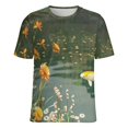 thumbnail image 5 of Lucky Koi Fish Lotus Leaf Women's Short Sleeve T-Shirt Crew Neck Casual Summer Trendy Loose Fit Tops, 5 of 6