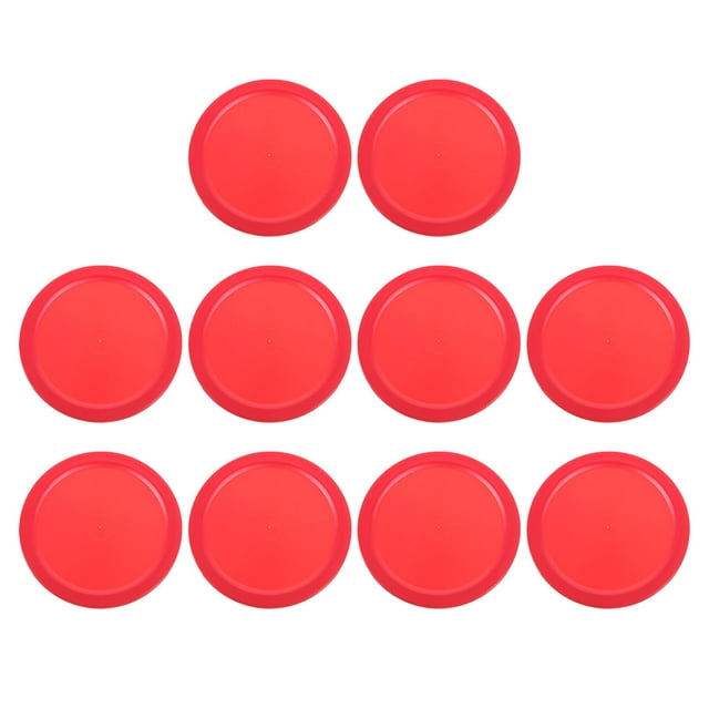 OULII 10Pcs Red Plastic Replacement Ice Hockey Pucks for Tabletop and Small Hockey Equipment