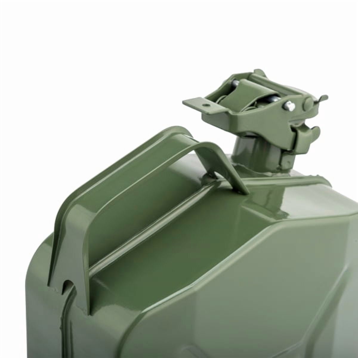 5L Army Green Military Fuel Can - American Style Oil Barrel w/ Inverted Pour Spout, 0.6mm Steel Gasoline & Diesel Storage Container, Portable