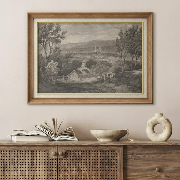 IDEA4WALL Premium Frame Wall Art Duotone Countryside Meadow Sketch Farmhouse Classic Print Nature Wilderness Illustrations Fine Art Vintage Country Wall Decor for Living Room, Office - 26"x36" Natural