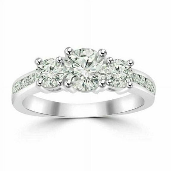 3.50CT Moissanite (VVS1,D) Round Cut 3 Stone Ring 14K White Gold Fine Jewelry for Women Gifts