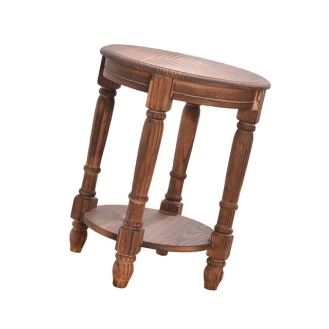 tamizeot Plant Holder Wooden Stool Planter Rack Pedestal Riser Flowerpot Holder Garden Display Crafts Light Brown 25x20cm