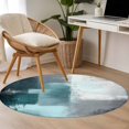thumbnail image 4 of Teal Gray Round Area Rug 3.3 FT, Non Slip Small Entryway Kitchen Mat, Modern Oil Painted Art Abstract Geometric Washable Soft Circular Rug Non-Shedding Door Mat for Bathroom Playroom Kids Room, 4 of 9