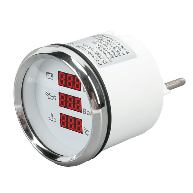 Digital Voltage Oil Pressure Water Temperature Gauge Red Backlight Waterproof Voltmeter for Boat Yacht RV 9-32VDC