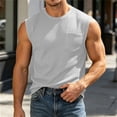 thumbnail image 5 of Muscle Shirt for Men Sleeveless Crew Neck Solid Color Sports Athletic Pullover Tee with Pocket Fathers Gift, 5 of 8