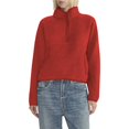 thumbnail image 2 of Womens Half Zip Pullover Cropped Sweatshirts Fleece Jacket Fuzzy Cute Winter Jackets with Pockets Brick Red S, 2 of 10
