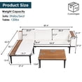 thumbnail image 4 of Luxury Patio Furniture Set with Removable Cushions and Coffee Table, L-Shaped Acacia Wood Sofa with Side table, Outdoor Conversation Sectional Sofa for Backyard, Porch (Beige), 4 of 11