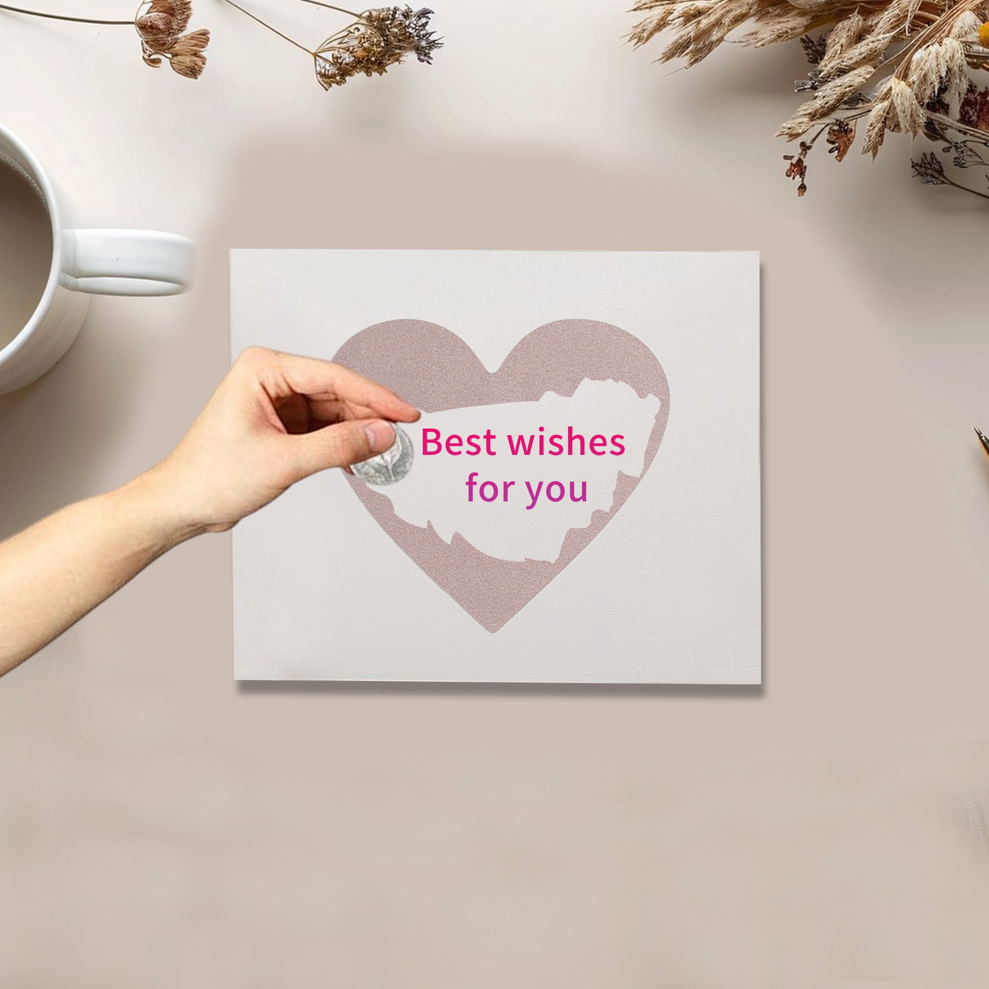 Unique Bargains 300Pcs Surprise Wedding Scratch Stickers 1.1" x 0.98" Rose Gold Tone