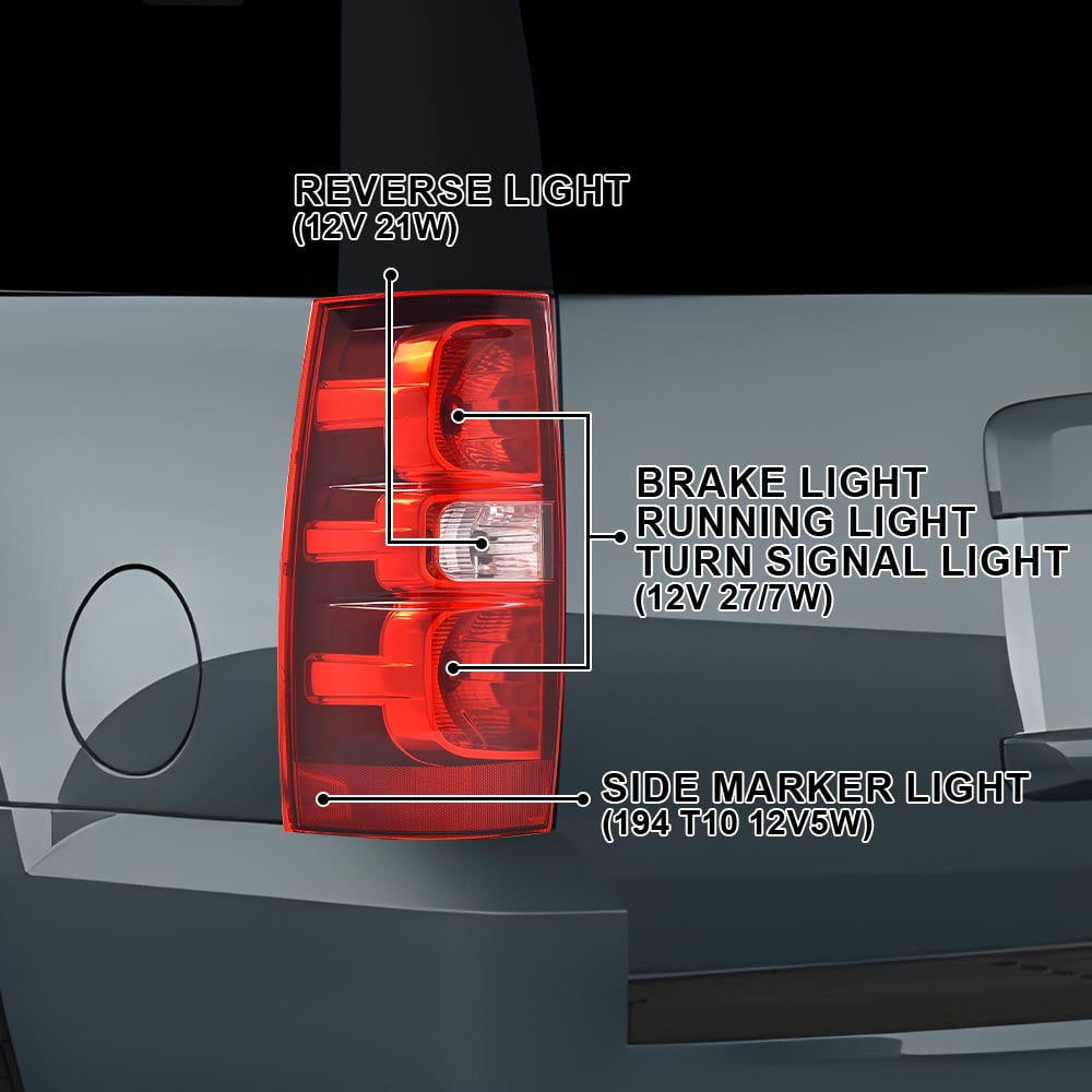 CROSSDESIGN Tail Light Fit for 2007-2014  Chevrolet Tahoe Suburban 1500 2500