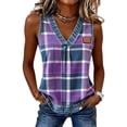 thumbnail image 4 of Tank Tops for Women V Neck Pleated Print Sleeveless Satin Summer Tops, 4 of 5