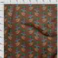 thumbnail image 3 of oneOone Cotton Poplin Twill Brown Fabric Leaves & Paisley Block Fabric For Sewing Printed Craft Fabric By The Yard 56 Inch Wide, 3 of 4