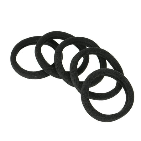 50p Pcs Black Thick Seamless No Slip Hair Bands Elastic Ties Soft
