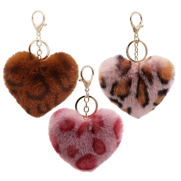SWETRACE 3Pcs Heart Shaped Keychain Plush Material Bag Hanging Pendant Family And Friends