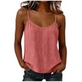thumbnail image 2 of FDGIU Women's Vertical Stripe Scoop Neck Spaghetti Strap Camisole, Curved Hem Loose Woven Casual Tank Top, 2 of 7