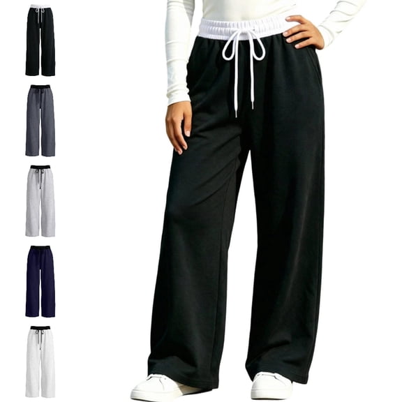 UJNDER Girls Loose Fit Pocketed Straight Leg Comfortable Trousers with Spacious Pockets Girls Pants,Black,7-8 Years