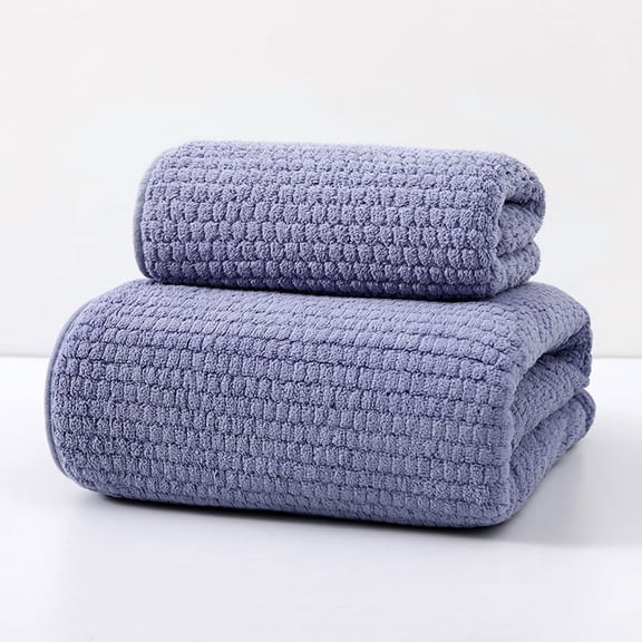 XmhyTop-A 2‑Pack Coral Fleece Microfiber Towel Bath Towel Set, Soft Absorbent Bathroom Towel Set, Multi‑Size Quick‑Dry Towels for Home Travel,Style I,Blue