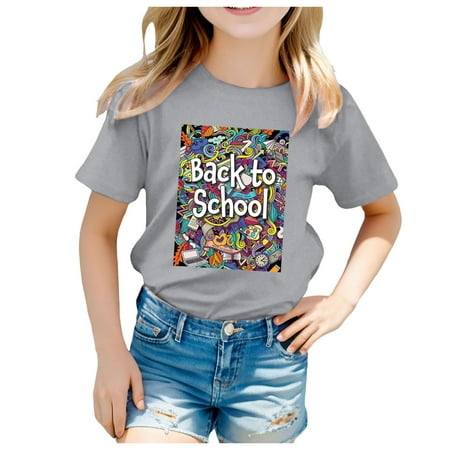 

KDFJPTH Kids School Season Back To School Season Printed Casual Short Sleeve T Shirt Toddler Tops