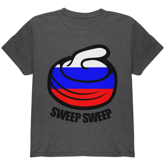 Winter Sports Flag Curling Sweep Sweep Russia Youth T Shirt