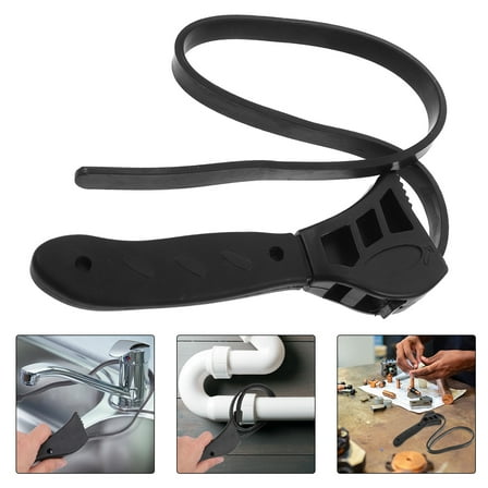 NUOLUX 1Pack Grey Compact Strap Wrench for Automotive and Home Use with Slip-resistant Grip