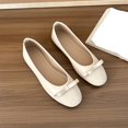 thumbnail image 5 of Gpaecead Women's Bow Flats Solid Color Patent Leather Slip On Soft Sole Comfort Versatile Casual Work Shoes, Beige, 5 of 8