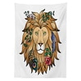 thumbnail image 3 of Ambesonne Animal Print Tablecloth Rectangular Table Cover, Lion with Flower, 52"x70", Brown, 3 of 4