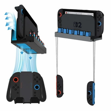 Metal Wall Mount for Nintendo Switch 2 Console 2025, Wall Mount Kit Shelf Accessories with 12 Game Card Holders and 2 Joy Con Brackets and one Hook, Safely Store Switch Console Near TV