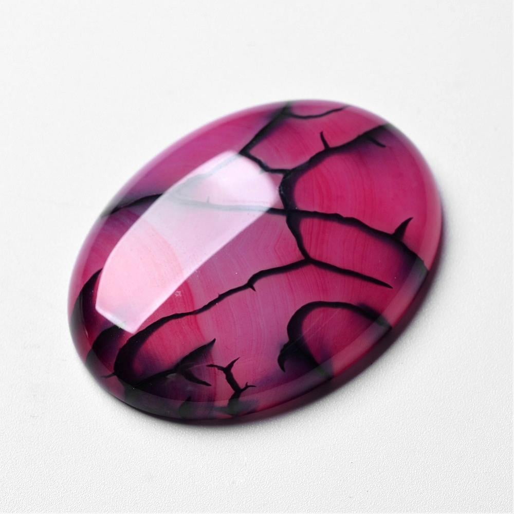 10pcs Dragon Veins Cabochons Flat Back Oval Dyed Deep Pink 40x30x7mm