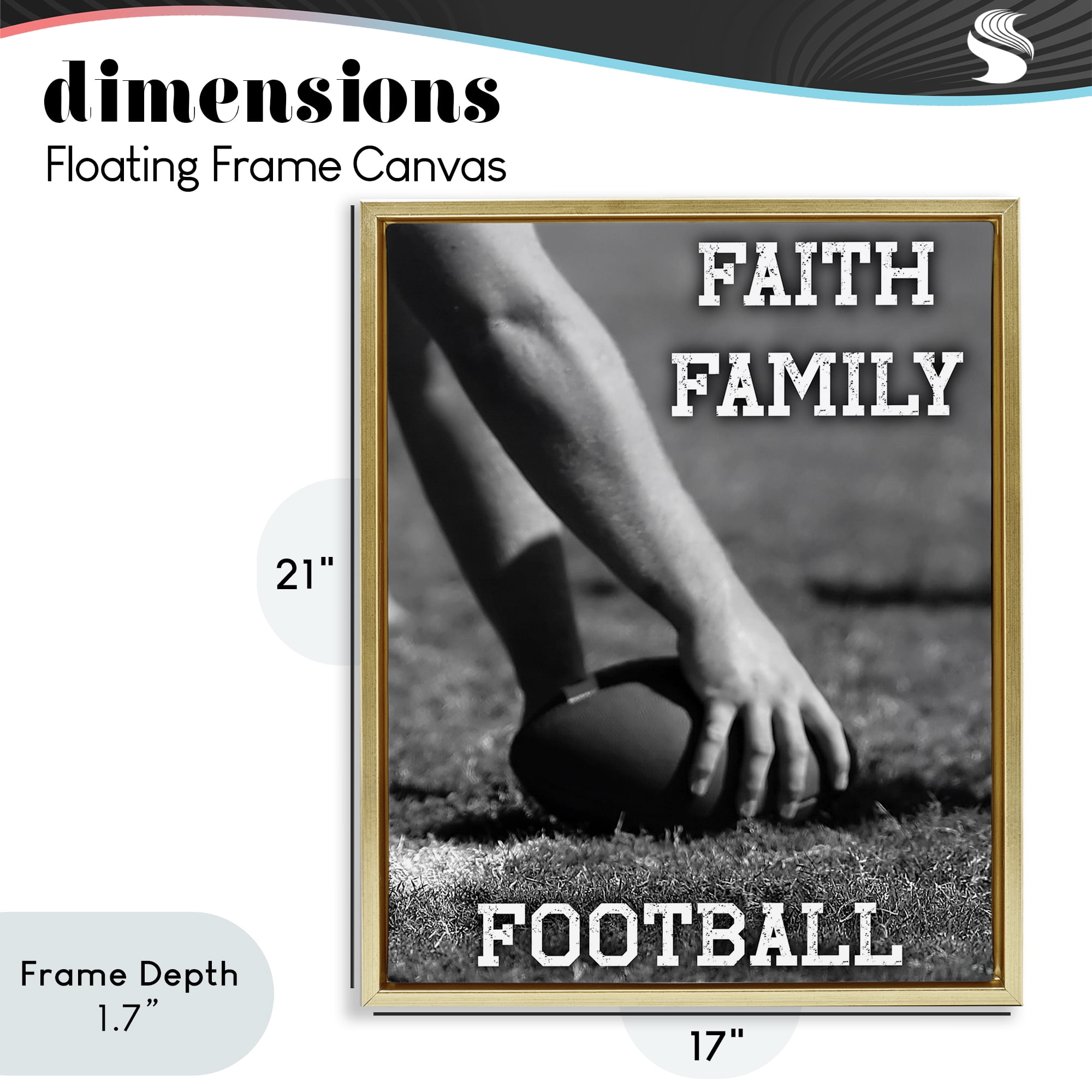 Stupell Industries Faith Family Football Hike Gold Framed Floater Canvas Wall Art, design by Marcus Prime